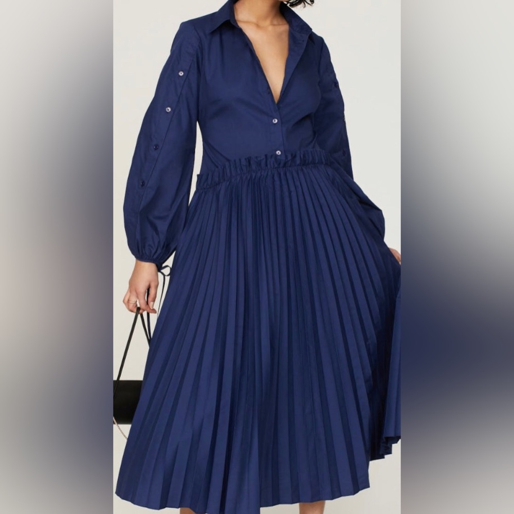 RTR Bibhu Mohapatra Women’s Blue Pleated Shirt Dress  Size 6 Excellent Condition